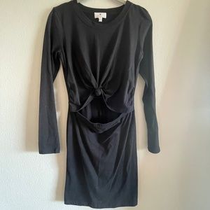 Long sleeve black cutout dress